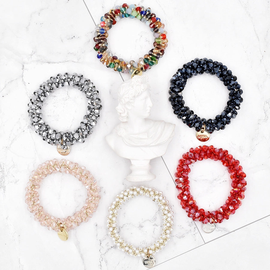 crystal braided pearl hair rope