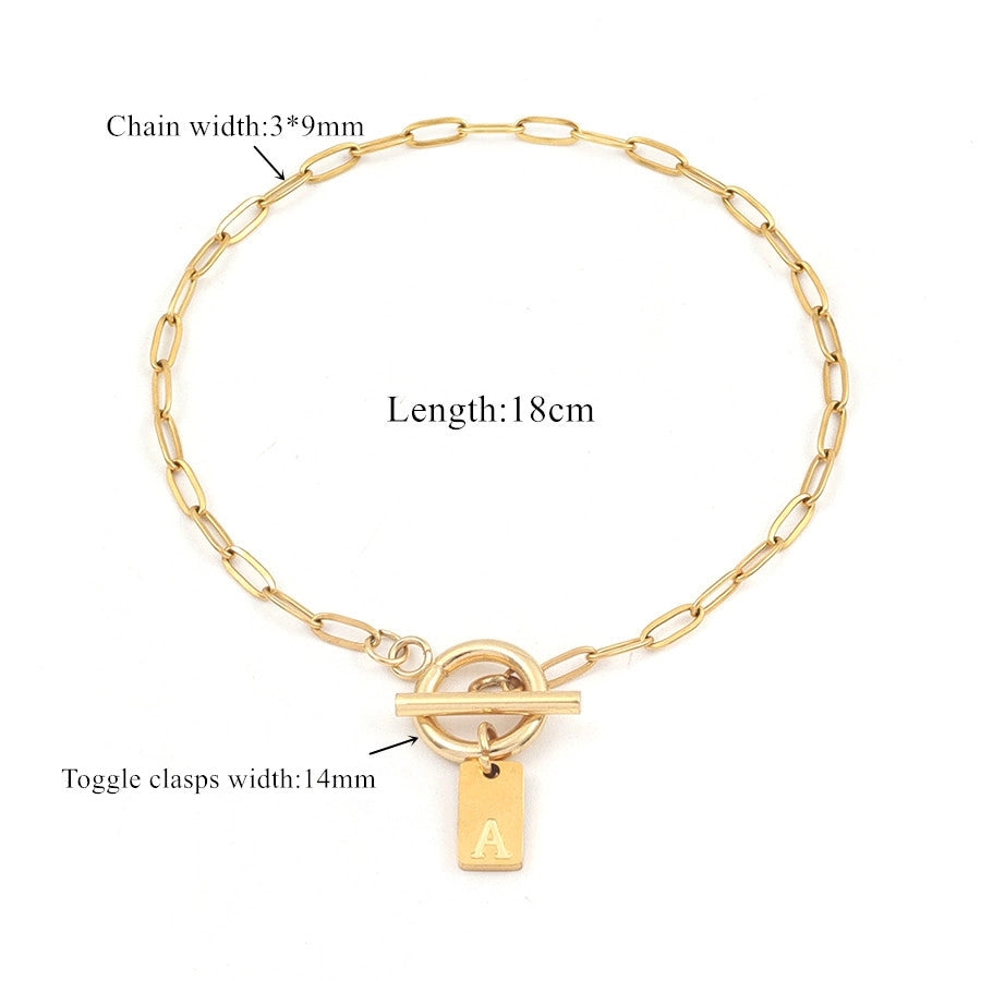 Elegant Simple Style Classic Style Letter Rectangle 201 Stainless Steel 304 Stainless Steel Bracelets In Bulk