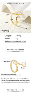 Jewelry Elegant Commute Heart Shape Copper Zircon Rings