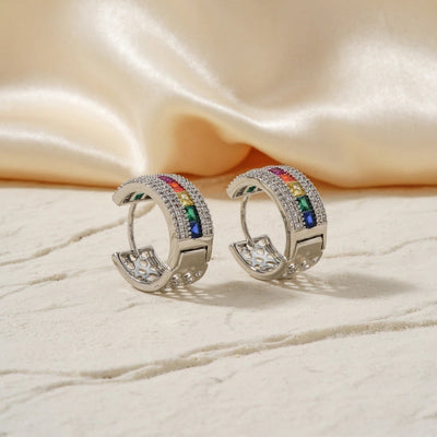 1 Pair Simple Style Cool Style Shiny Geometric Inlay Copper Zircon K Gold Plated Rhodium Plated Earrings