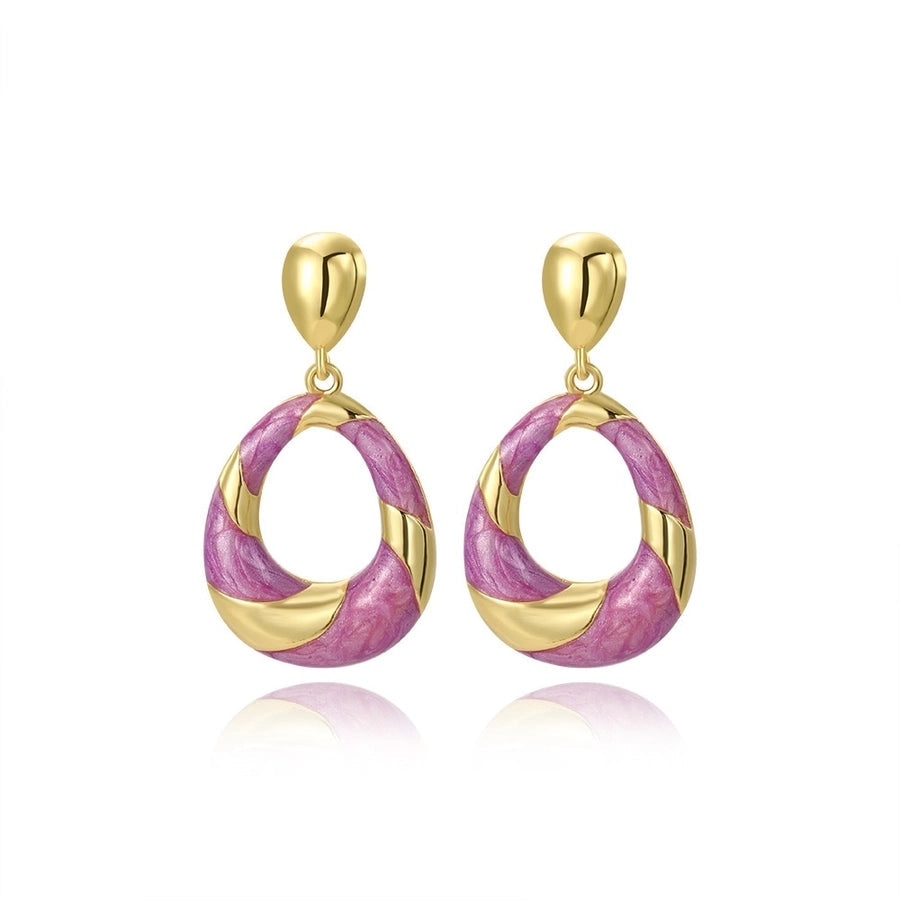1 Pair Modern Style Simple Style Classic Style Geometric Oval Epoxy Plating Copper 18K Gold Plated Drop Earrings