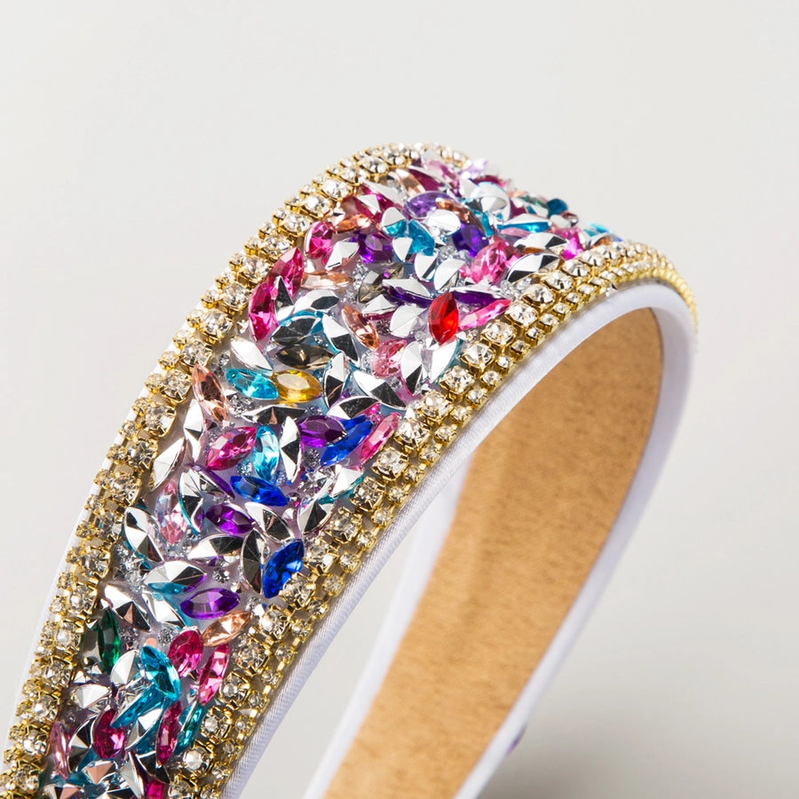 women's luxurious baroque style geometric cloth inlay acrylic rhinestones hair band