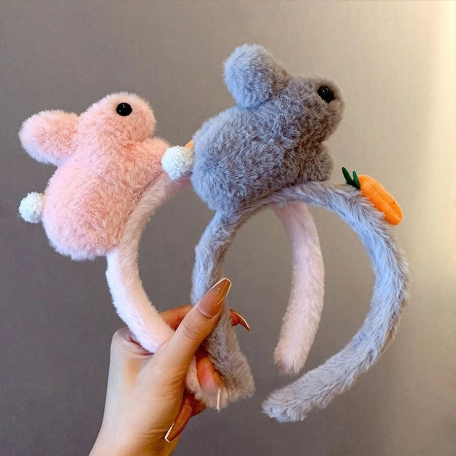 Headwear Cute Super Cute Plush Rabbit Hairband Women's Autumn and Winter Face Washing Non-slip Headband Internet Celebrity TikTok Other Hair Accessories