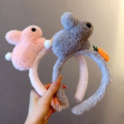 Headwear Cute Super Cute Plush Rabbit Hairband Women's Autumn and Winter Face Washing Non-slip Headband Internet Celebrity TikTok Other Hair Accessories