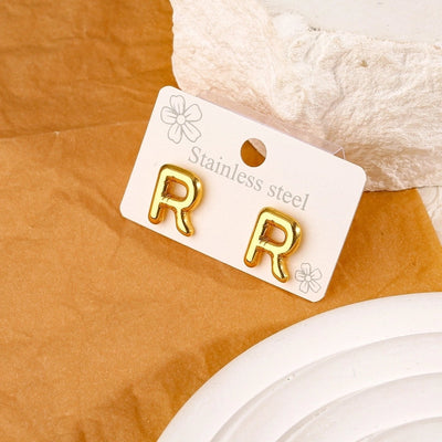 1 Pair Simple Style Classic Style Letter 304 Stainless Steel 18K Gold Plated Ear Studs