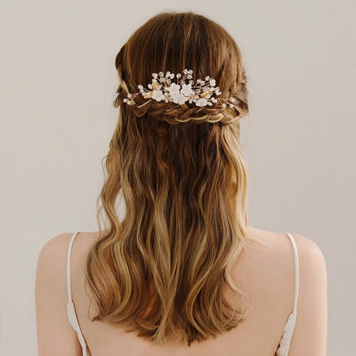 Women's Retro Simple Style Flower Imitation Pearl Rhinestone Insert comb