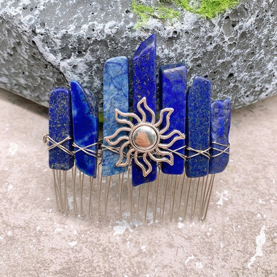 fashion sun color block crown crystal insert comb 1 piece
