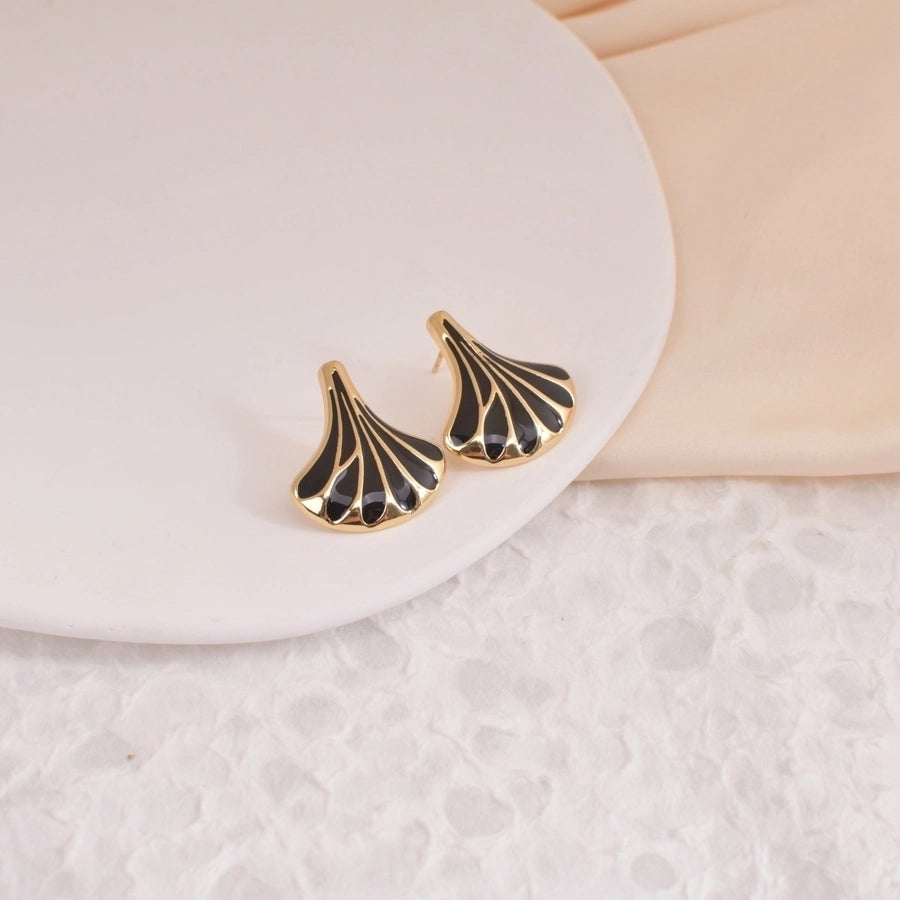 1 Pair Retro Romantic Simple Style Sector 304 Stainless Steel Ear Studs