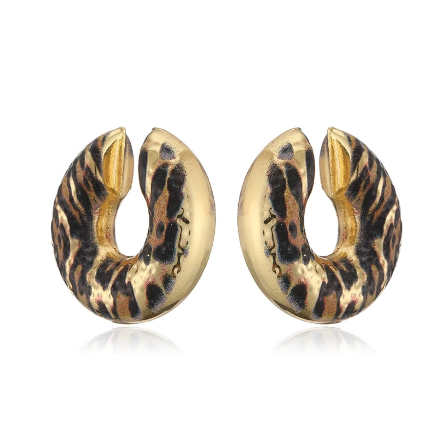 1 Pair Vintage Style C Shape Snake Pattern Leopard Plating Copper 18K Gold Plated Ear Cuffs Ear Studs