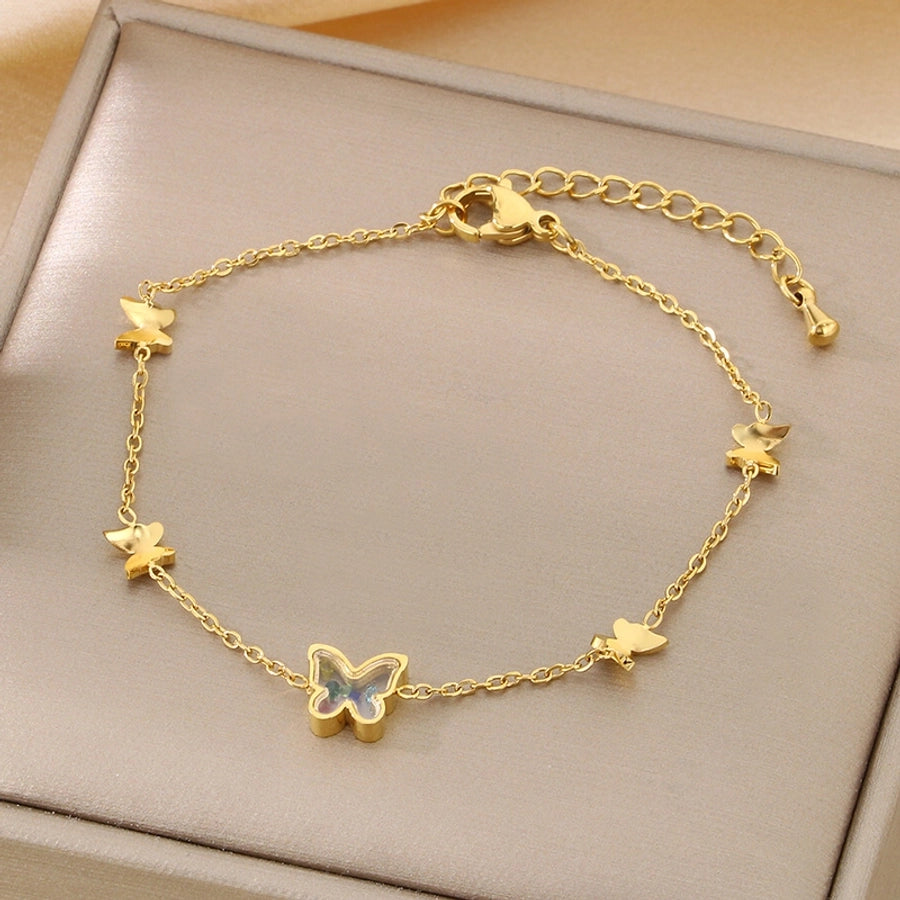 Vintage Style Streetwear Flower 304 Stainless Steel 18K Gold Plated Bracelets In Bulk