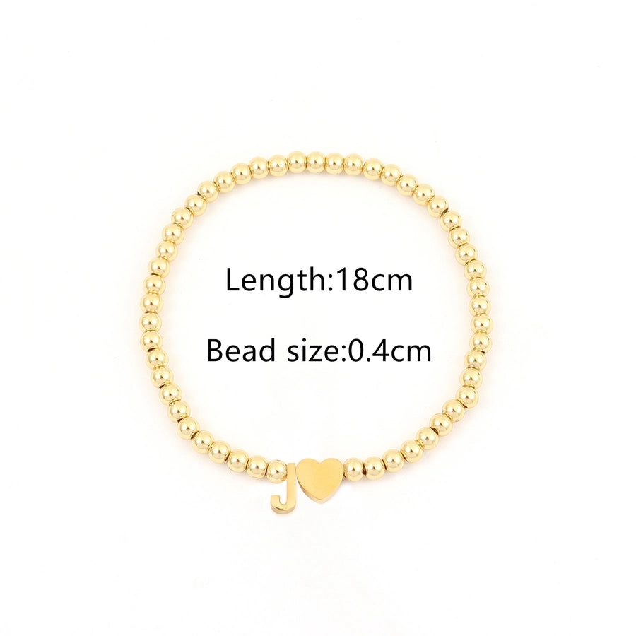 304 Stainless Steel Copper Letter Heart Shape Bracelets