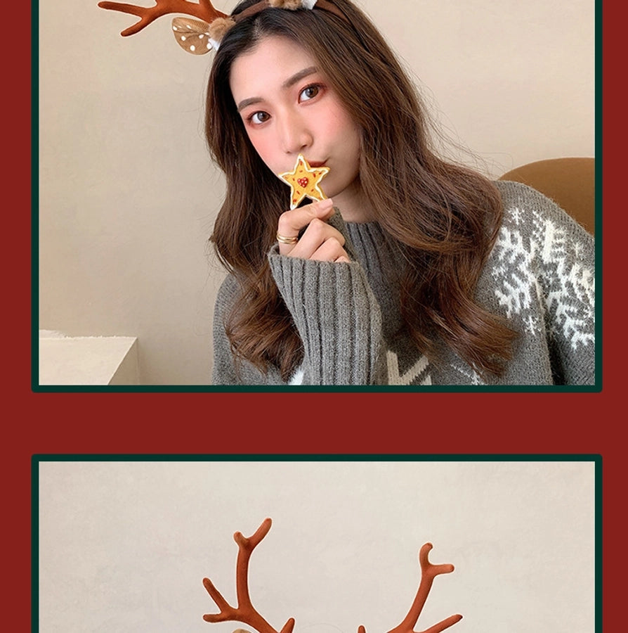 Internet Celebrity  Christmas Girl Heart Christmas Hair Band Cute Elk Horn Hair Accessories Pressure Hair Band