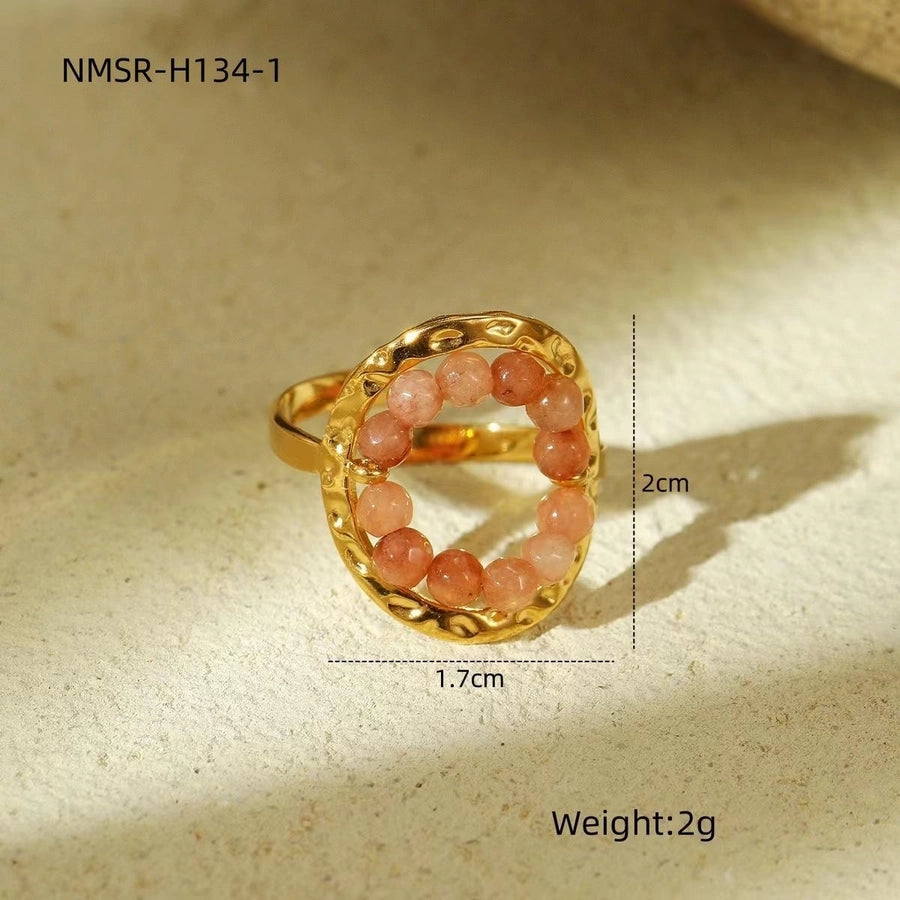 Jewelry Lady Geometric natural stone Titanium Steel Plating Rings