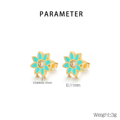 1 Pair Vintage Style Flower Hollow Out Inlay 304 Stainless Steel Zircon 18K Gold Plated Ear Studs