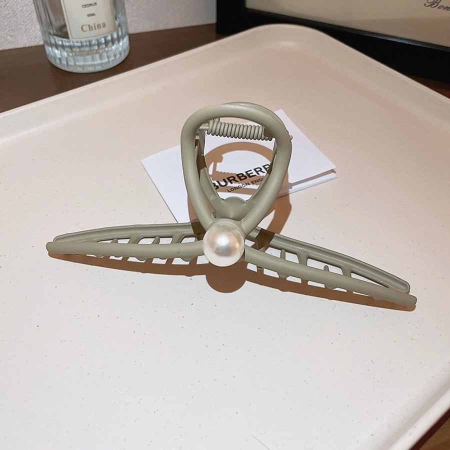 elegant geometric alloy inlay artificial pearls hair claws 1 piece