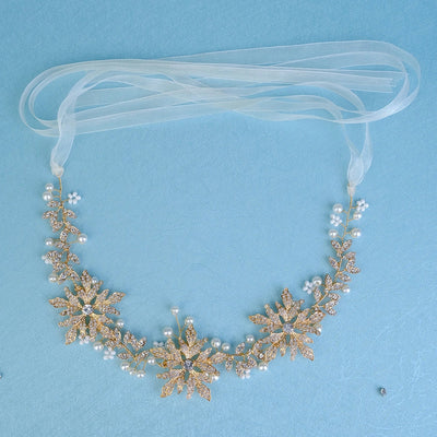 retro flower alloy pearl inlay rhinestones hair band