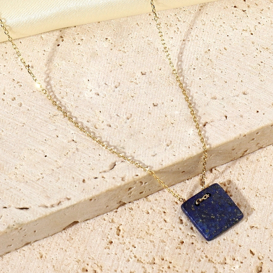 Jewelry Vintage Style French Style Simple Style Geometric Titanium Steel Natural Stone 14K Gold Plated Plating Pendant Necklace