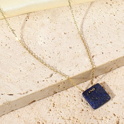 Jewelry Vintage Style French Style Simple Style Geometric Titanium Steel Natural Stone 14K Gold Plated Plating Pendant Necklace