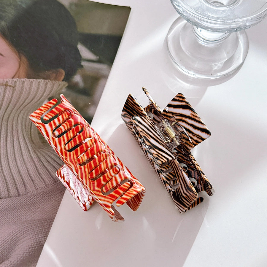 Women's Simple Style Stripe Pvc Hair Claws