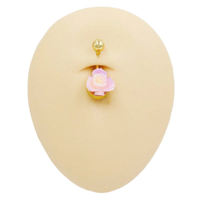 1 Piece Belly Rings Punk Simple Style Artistic Maple Leaf Rose 316 Stainless Steel  Alloy Epoxy Acrylic Rhinestones 18K Gold Plated