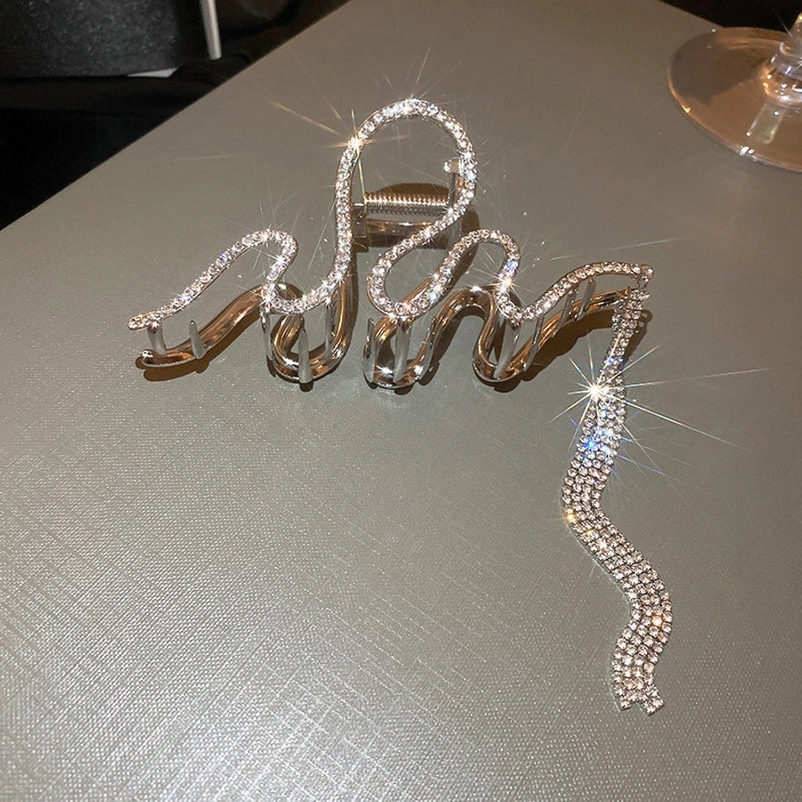 elegant geometric copper tassel rhinestones hair claws 1 piece