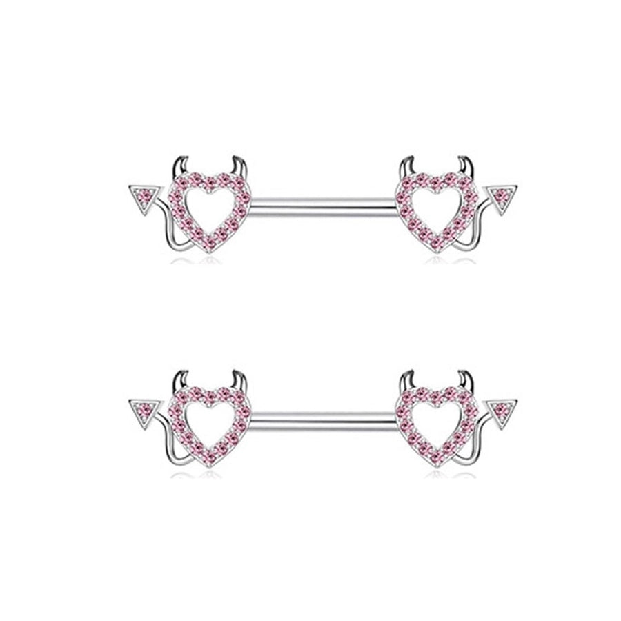 1 Pair Nipple Rings & Studs Hip-Hop Shiny Heart Shape Flower Butterfly 316L Stainless Steel  Copper Inlay Zircon Nipple Rings & Studs
