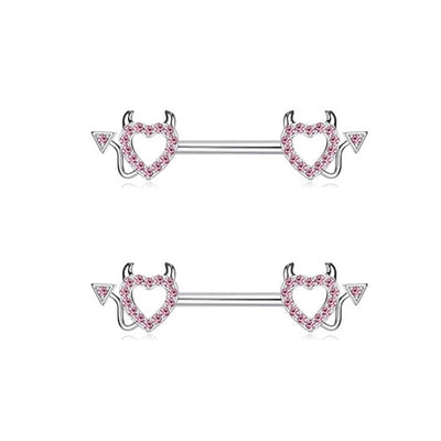 1 Pair Nipple Rings & Studs Hip-Hop Shiny Heart Shape Flower Butterfly 316L Stainless Steel  Copper Inlay Zircon Nipple Rings & Studs