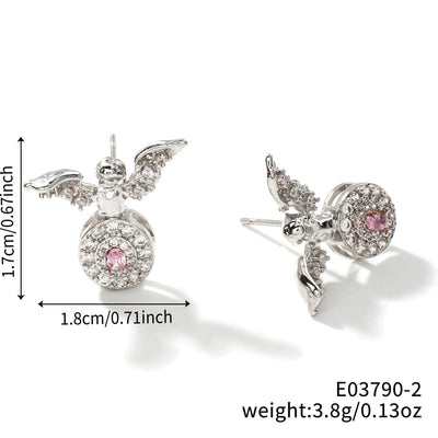 1 Pair Elegant Glam Shiny Geometric Inlay Copper Zircon K Gold Plated Rhodium Plated Drop Earrings