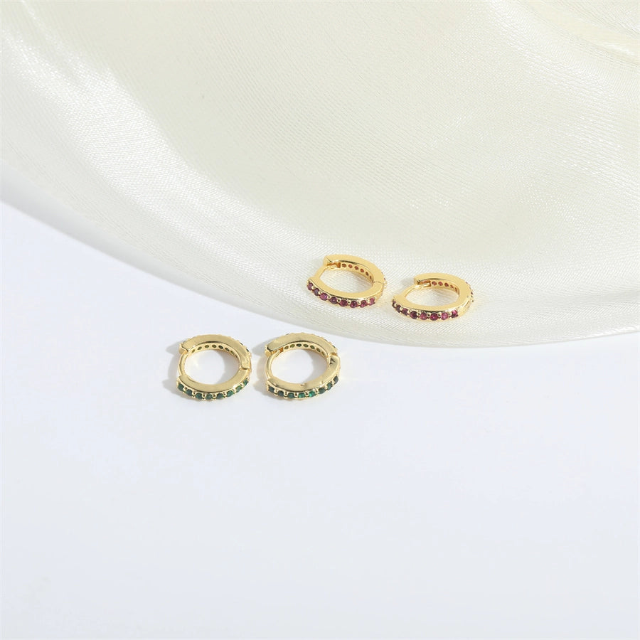 1 Pair Elegant Simple Style Commute Geometric Copper Zircon 14K Gold Plated Earrings