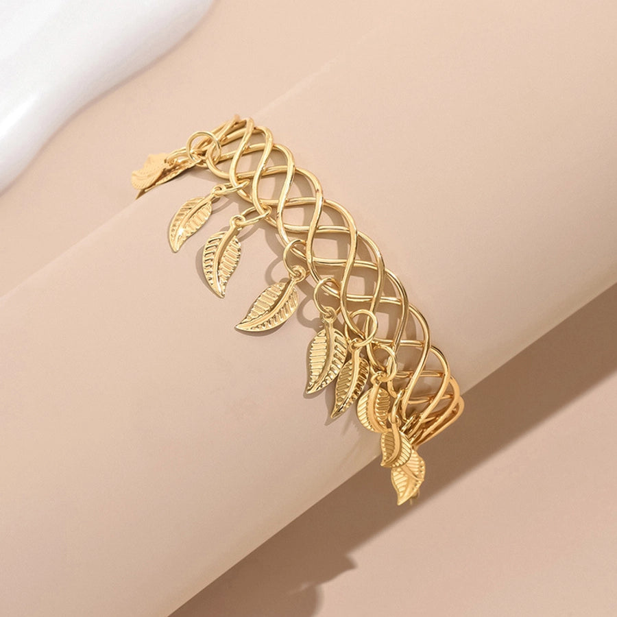 IG Style Exaggerated Leaves 18K Gold Plated Iron  Bangle