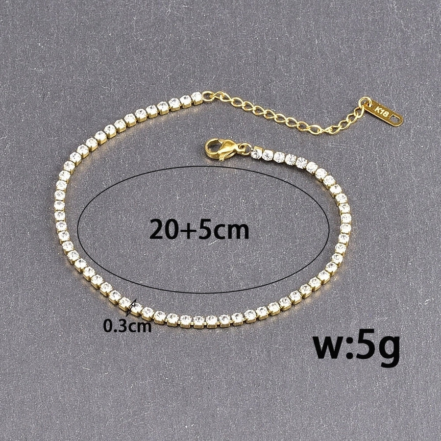 Sweet Simple Style Solid Color Titanium Steel 18K Gold Plated Rhinestones Bracelets In Bulk