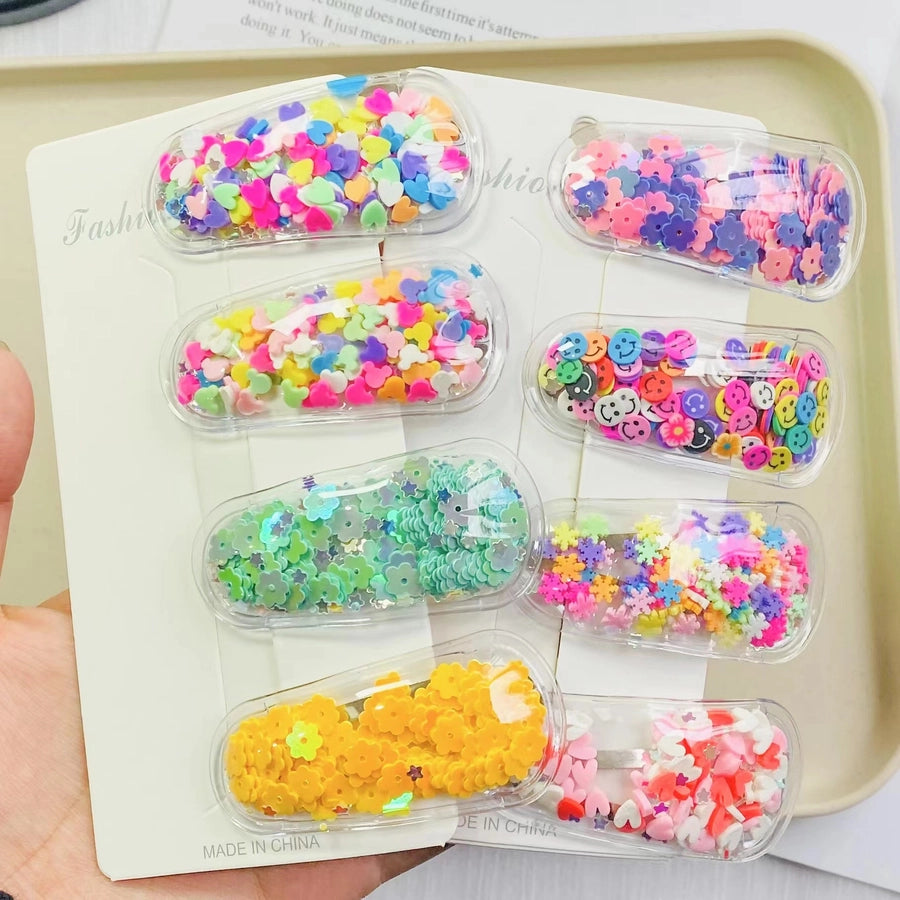 cartoon style heart shape flower plastic hair clip