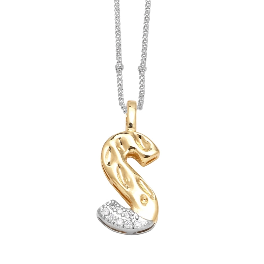 Jewelry Modern Style Simple Style letter 201 Stainless Steel Copper Zircon 18K Gold Plated Mixed Metal Inlay Pendant Necklace