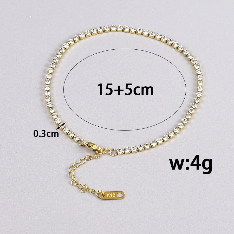 Sweet Simple Style Solid Color Titanium Steel 18K Gold Plated Rhinestones Bracelets In Bulk