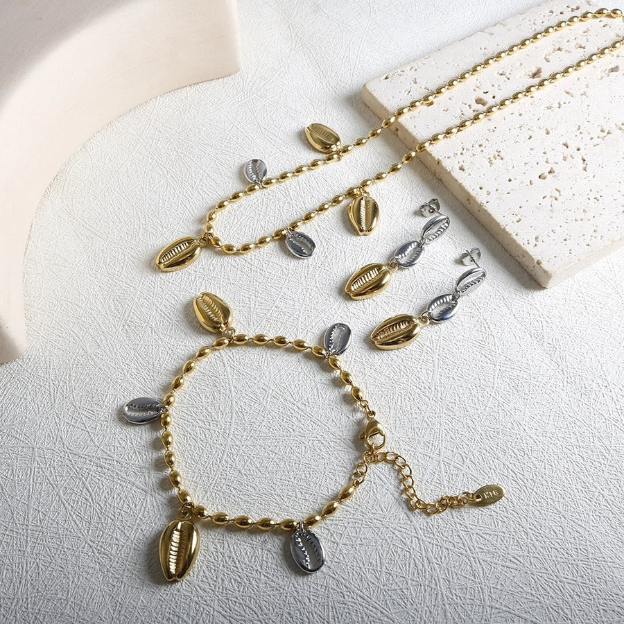 Jewelry Casual Marine Style Conch 304 Stainless Steel Plating Bracelets Earrings Necklace