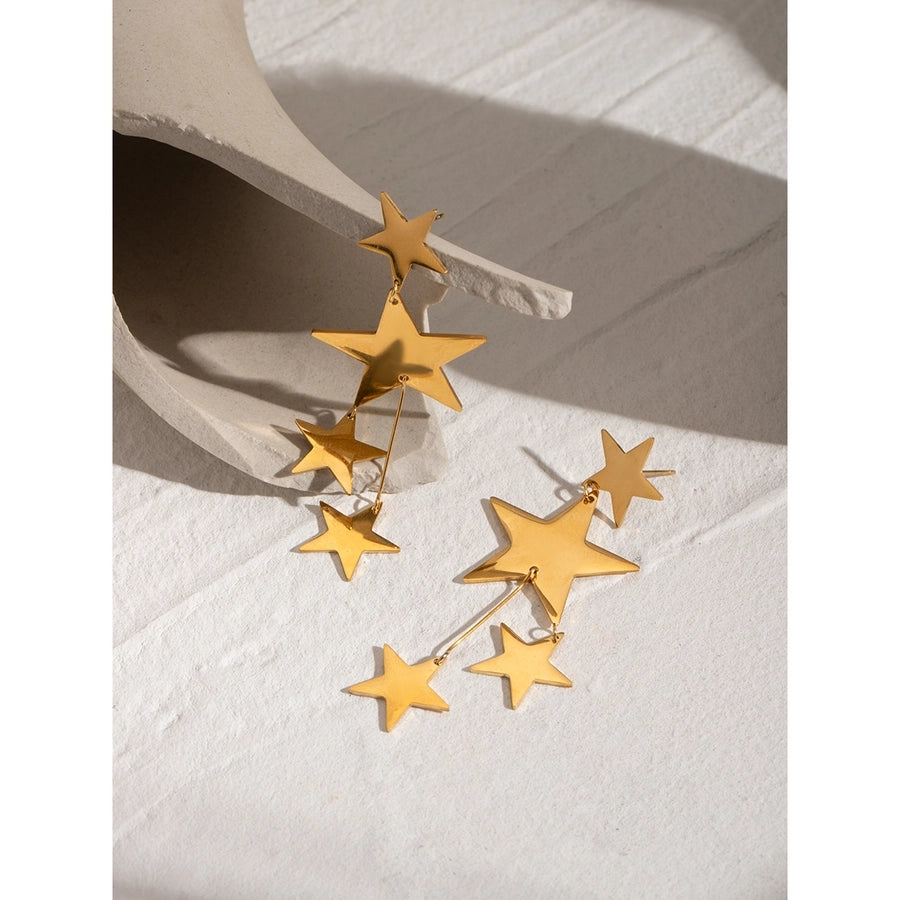 1 Pair Classic Style Star 304 Stainless Steel Drop Earrings