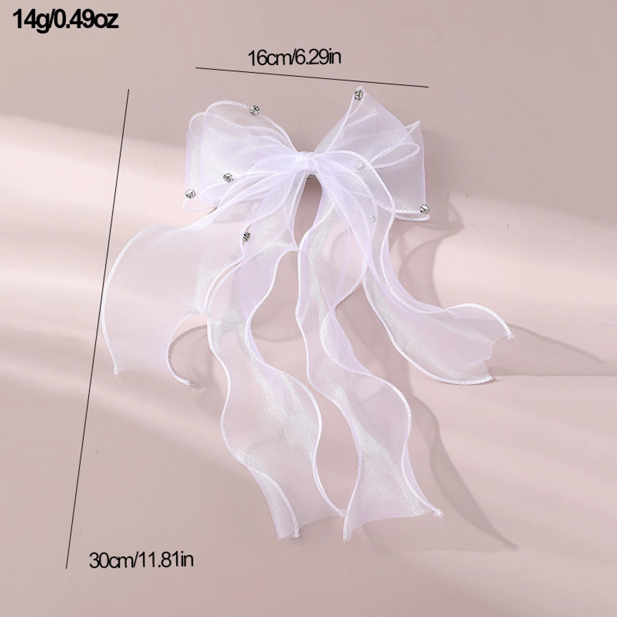 women's sweet solid color bow knot cloth hair clip