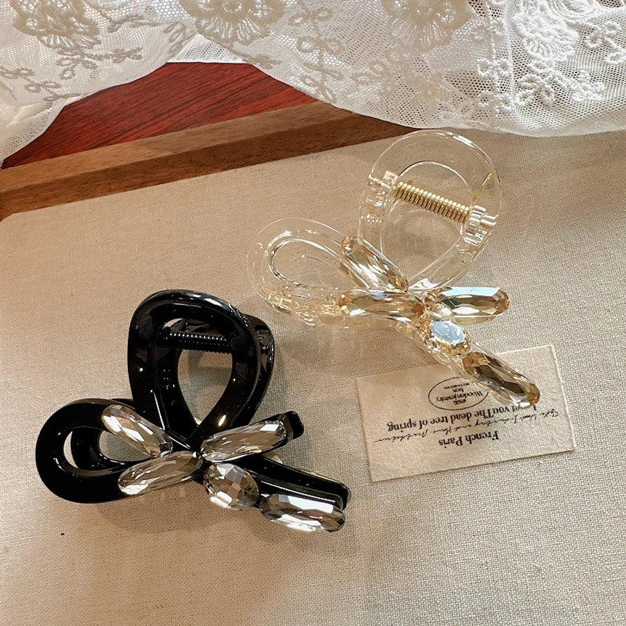 Women's Sweet Simple Style Bow Knot Rhinestone Hair Claws
