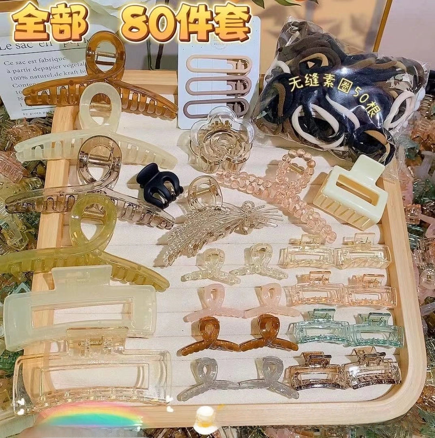 Spring and summer new 67-piece set hairpin combination hair accessories grab clip hair ring simple temperament head rope hair clip high ponytail grab