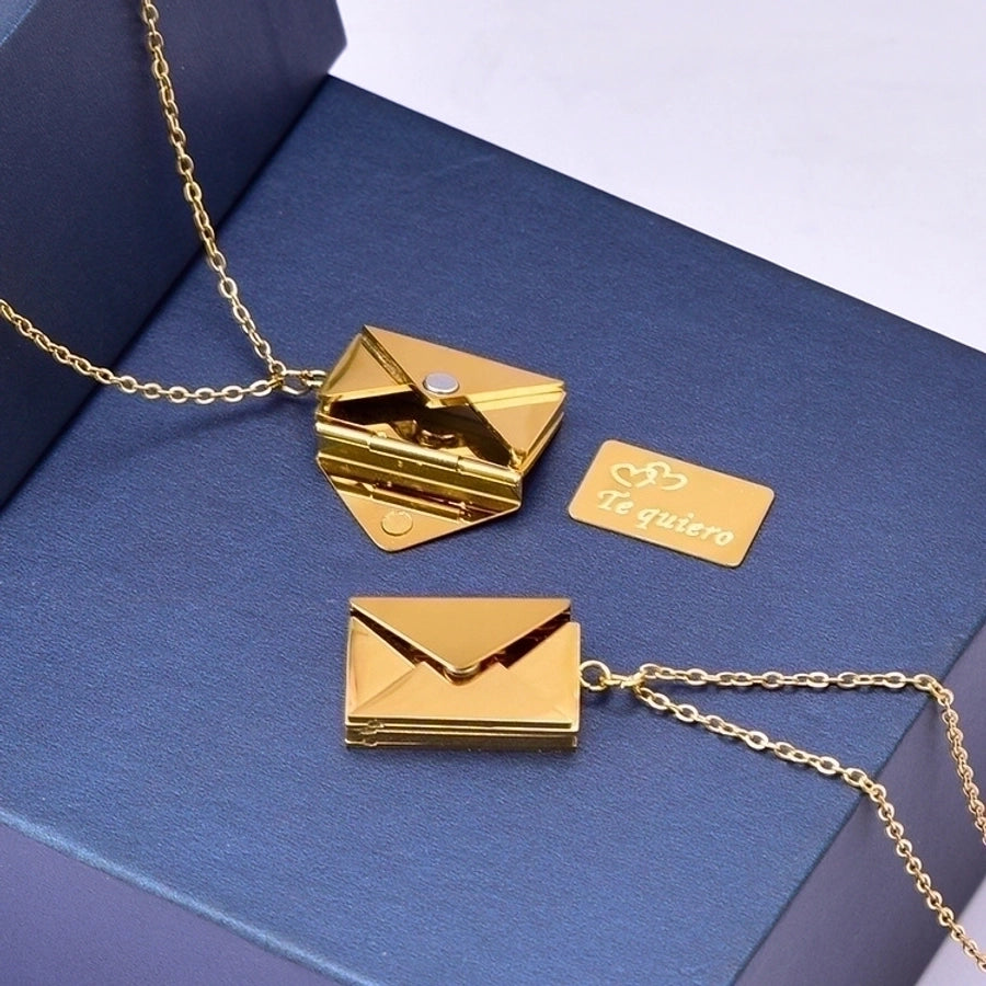 Jewelry IG Style Simple Style Commute I Love you envelope 304 Stainless Steel 18K Gold Plated Pendant Necklace