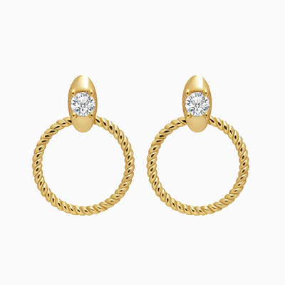 1 Pair IG Style Elegant Geometric Copper Zircon 24K Gold Plated Drop Earrings