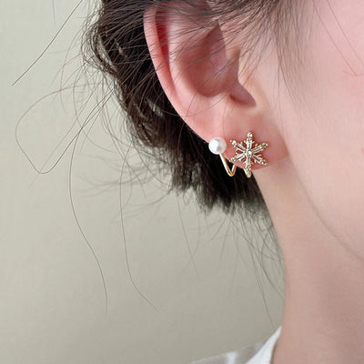 1 Pair Basic Geometric Plating Copper Imitation Pearl Zircon Earrings