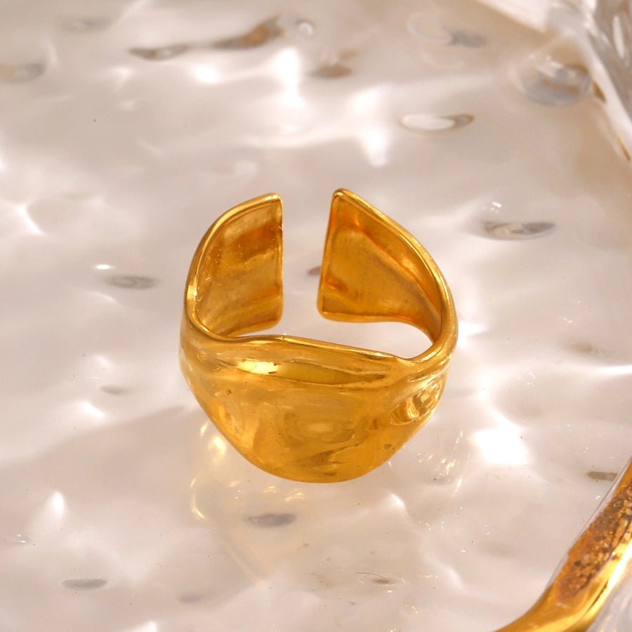 Jewelry Simple Style Irregular 304 Stainless Steel 18K Gold Plated Polishing Rings