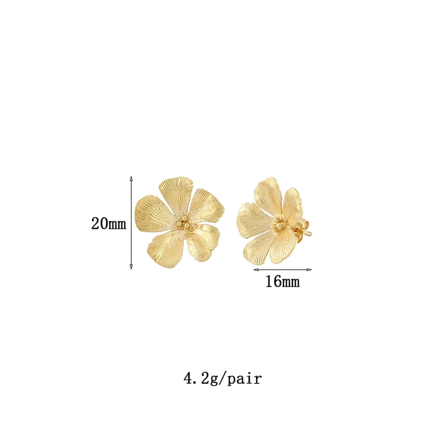 1 Pair IG Style Retro French Style Flower Petal Flowers Copper 24K Gold Plated Ear Studs