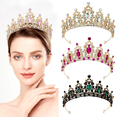glam luxurious lady crown alloy plating inlay zircon crown