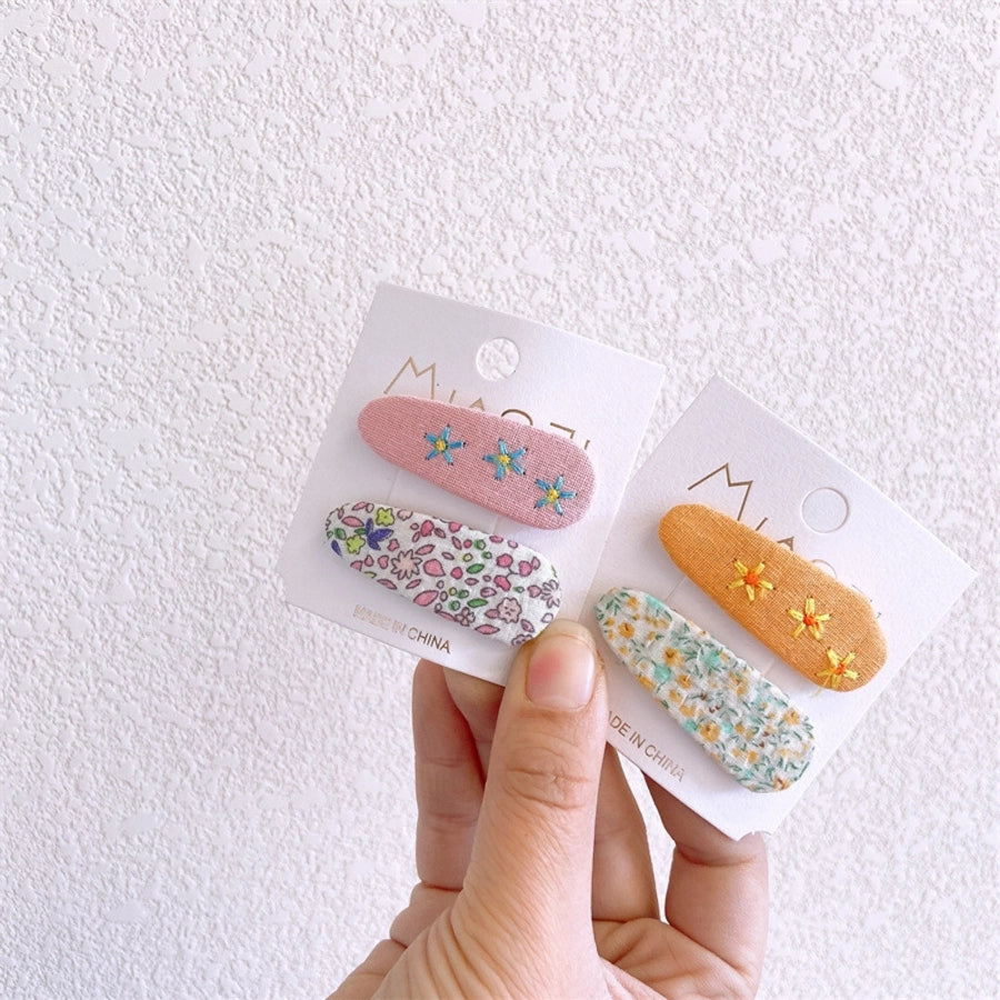 Girl'S Simple Style Classic Style Flower Cloth Contrast Collar Hair Clip