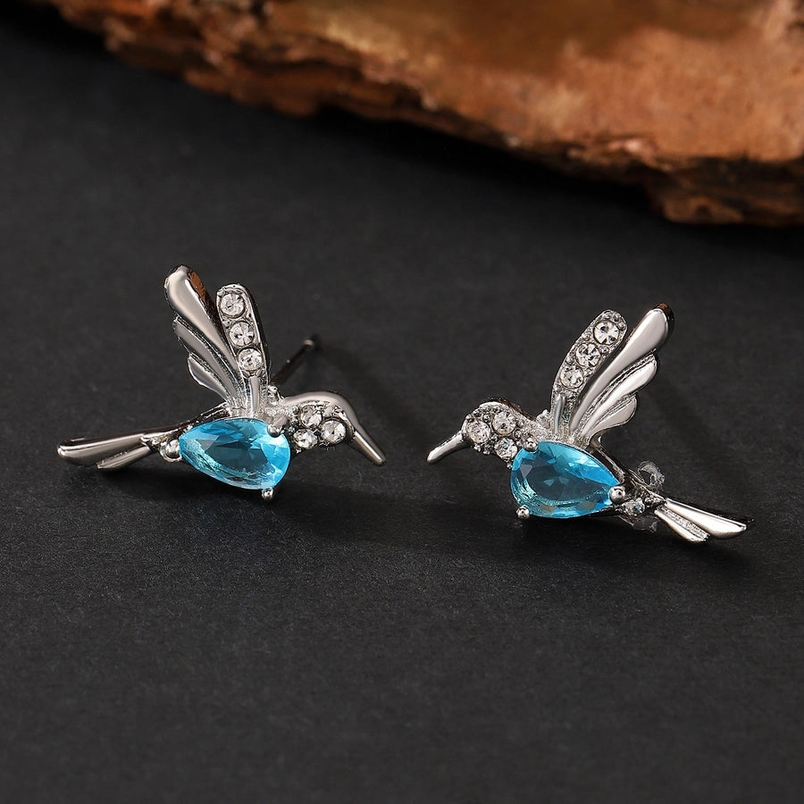 1 Pair Simple Style IG Style Hummingbird Plating Inlay Copper Zircon Ear Studs