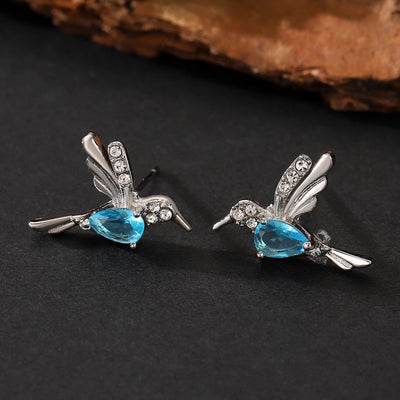 1 Pair Simple Style IG Style Hummingbird Plating Inlay Copper Zircon Ear Studs