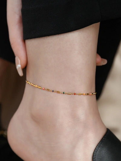 Jewelry Pastoral Simple Style Geometric 304 Stainless Steel Enamel Bracelets Anklet