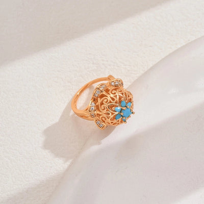 Copper Inlay Geometric Zircon Open Rings